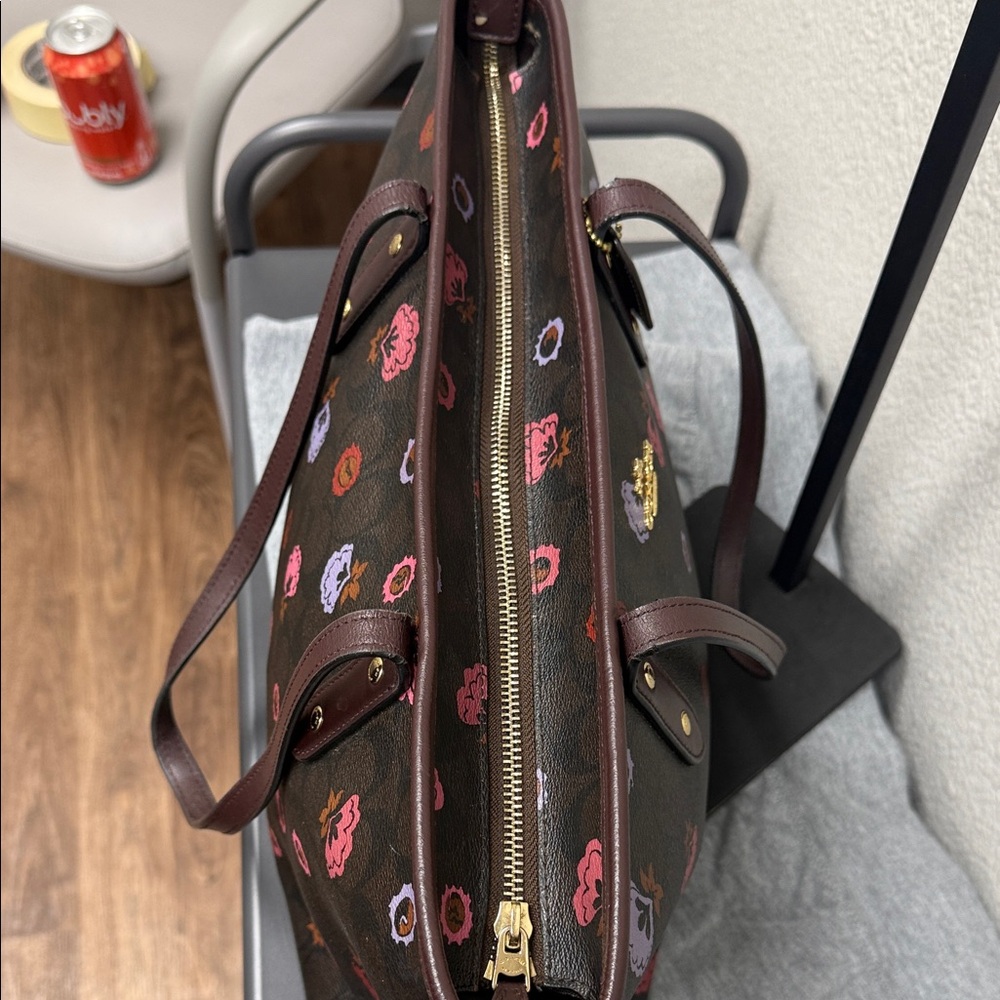 Coach Brown Floral Tote Bag - Picture 12 of 15